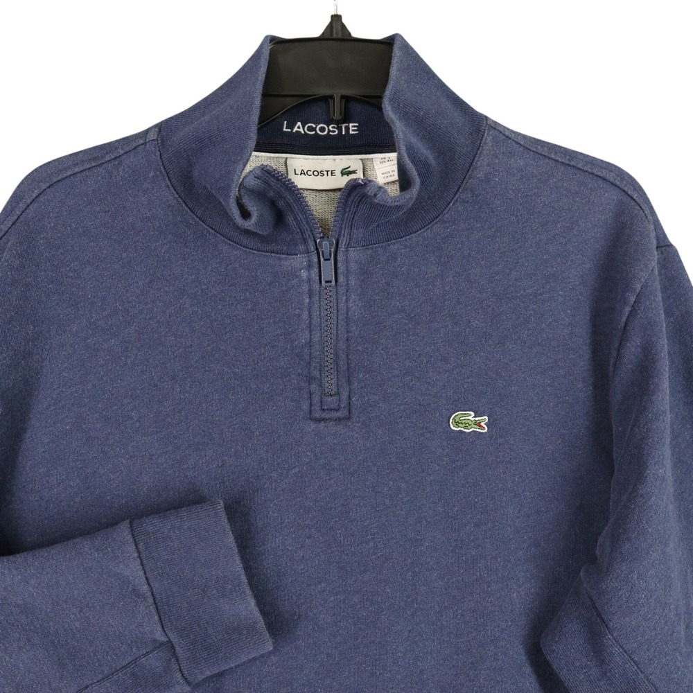 Lacoste Quarter Zip French Terry Sweatshirt Mens 4XL Blue Croc Logo Pullover